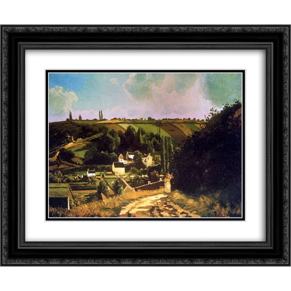 Camille Pissarro 2x Matted 24x20 Black Ornate Framed Art Print 'Hill of Jallais at Pontoise'