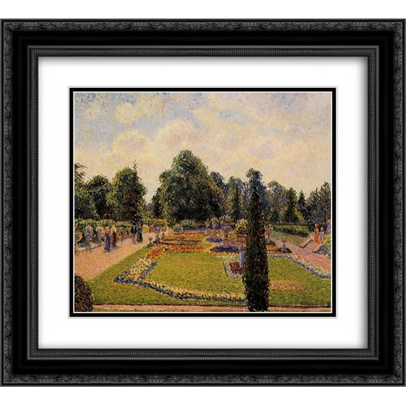 Camille Pissarro 2x Matted 24x20 Black Ornate Framed Art Print 'Kew Gardens - Path to the Great Glasshouse'