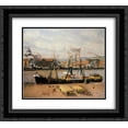 thumbnail image 1 of Camille Pissarro 2x Matted 24x20 Black Ornate Framed Art Print 'Rouen Port, Unloading Wood', 1 of 2