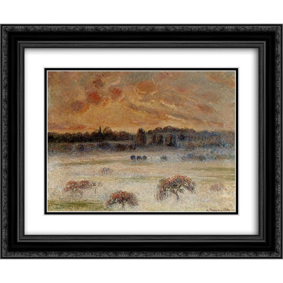 Camille Pissarro 2x Matted 24x20 Black Ornate Framed Art Print 'Sunset with Fog, Eragny'