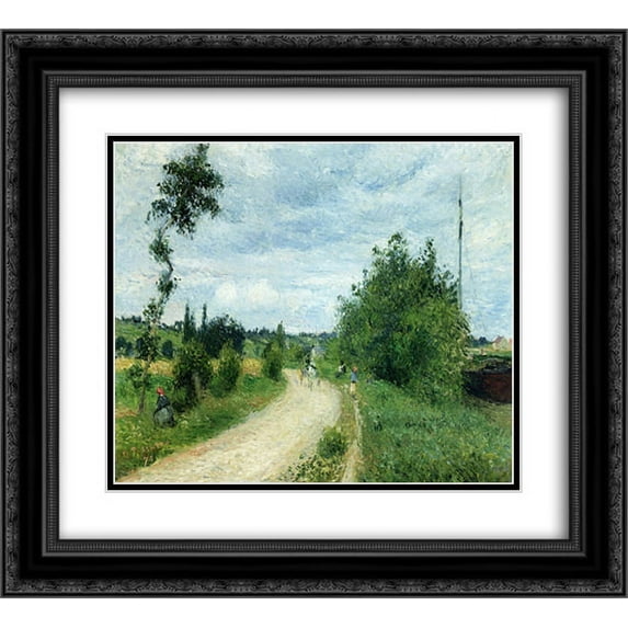 Camille Pissarro 2x Matted 24x20 Black Ornate Framed Art Print 'The Auvers Road, Pontoise'