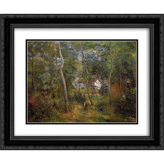 Camille Pissarro 2x Matted 24x20 Black Ornate Framed Art Print 'The Backwoods of l'Hermitage, Pontoise'