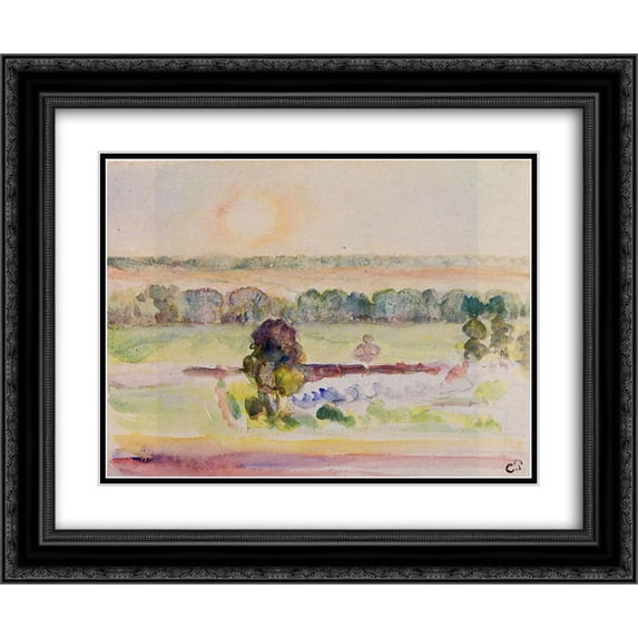 Camille Pissarro 2x Matted 24x20 Black Ornate Framed Art Print 'The Effect of Sunlight'