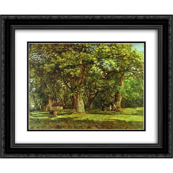 Camille Pissarro 2x Matted 24x20 Black Ornate Framed Art Print 'The Forest'