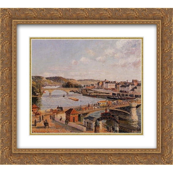 Camille Pissarro 2x Matted 24x20 Gold Ornate Framed Art Print 'Afternoon, Sun, Rouen'