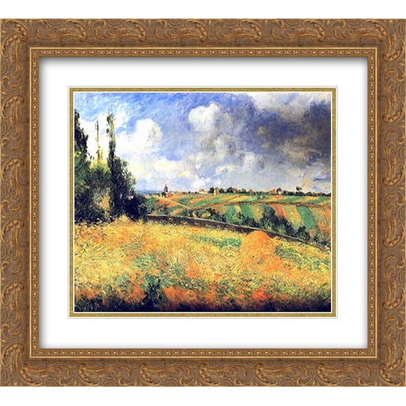 Camille Pissarro 2x Matted 24x20 Gold Ornate Framed Art Print 'Fields'