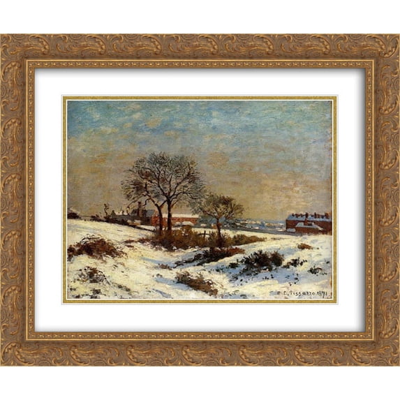 Camille Pissarro 2x Matted 24x20 Gold Ornate Framed Art Print 'Landscape under Snow, Upper Norwood'