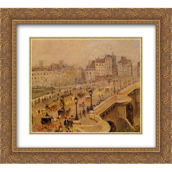 Camille Pissarro 2x Matted 24x20 Gold Ornate Framed Art Print 'Pont Neuf Fog'