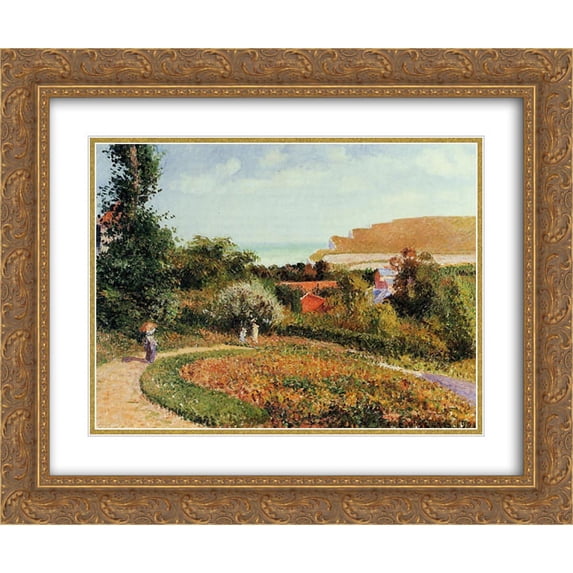 Camille Pissarro 2x Matted 24x20 Gold Ornate Framed Art Print 'The Garden of the Hotel Berneval'