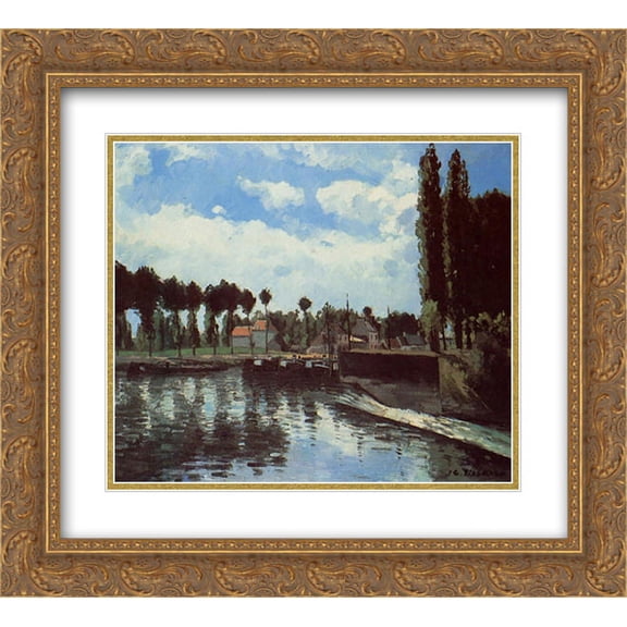 Camille Pissarro 2x Matted 24x20 Gold Ornate Framed Art Print 'The Lock at Pontoise'