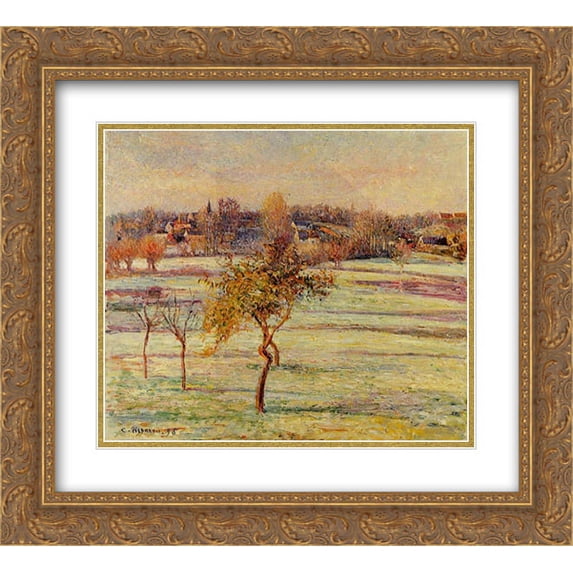 Camille Pissarro 2x Matted 24x20 Gold Ornate Framed Art Print 'White Frost at Eragny'