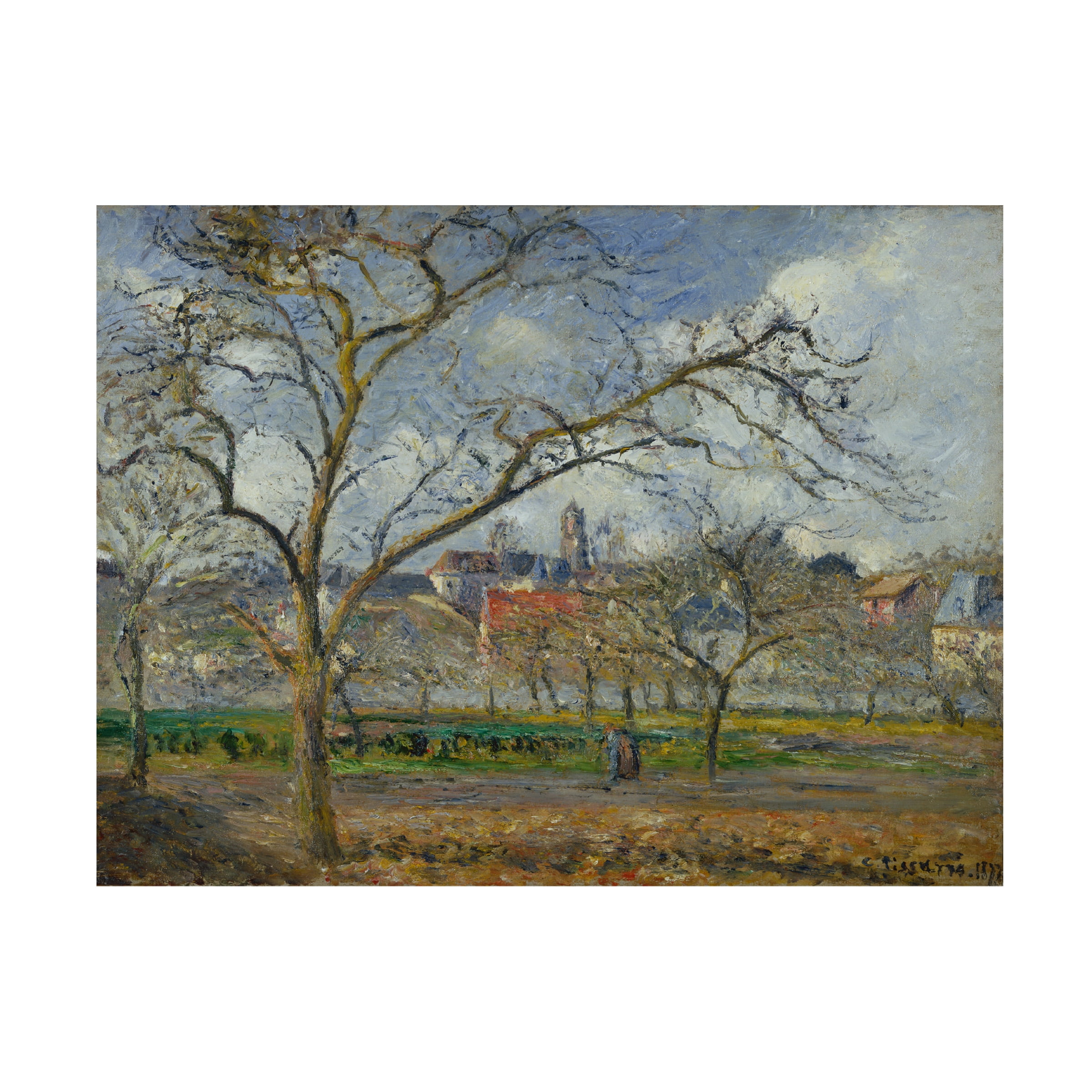 Camille Pissarro 'An Orchard In Pontoise In Winter' Canvas Art