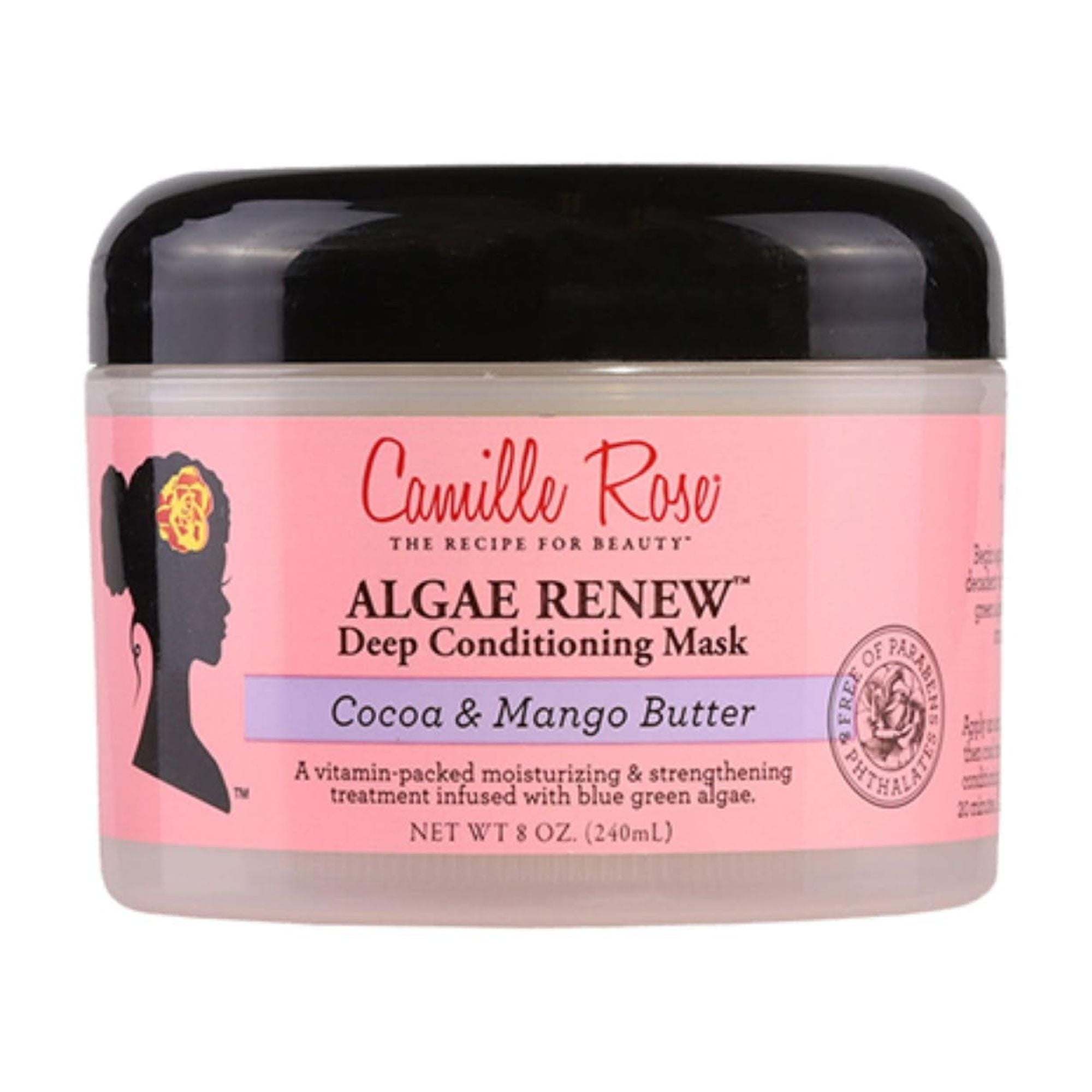 Camille Rose Algae Renew Deep Conditioning Hair Mask with Peppermint, Blue Green Algae & Mango Butter, to Strengthen and Moisturize, for All Hair Types, 8 oz C31