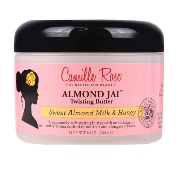 Camille Rose Almond Jai Twisting Hair Styling Butter, with Aloe and Honey, to Soften Smooth and Moisturize, for All Hair Types, 8 oz C29