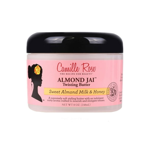 Camille Rose Almond Jai Twisting Hair Styling Butter, with Aloe and Honey, to Soften Smooth and Moisturize, for All Hair Types, 8 oz C31