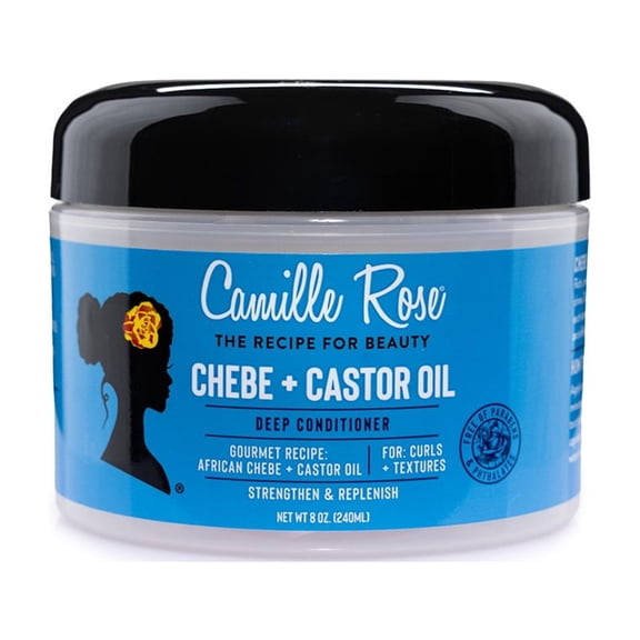 Camille Rose Black Castor Oil & Chebe Strengthen & Replenish All Ages Deep Conditioner with African Chebe & Castor Oil, 8oz