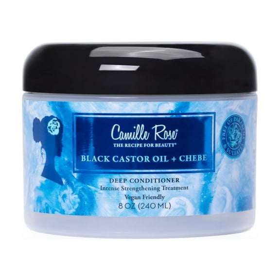 Camille Rose Black Castor Oil & Chebe Strengthen & Replenish All Ages Deep Conditioner  with African Chebe & Castor Oil, 8oz