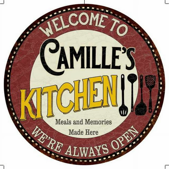 Camille's Kitchen 12" Round Metal Sign Bar Game Room Wall Déco 200120040490