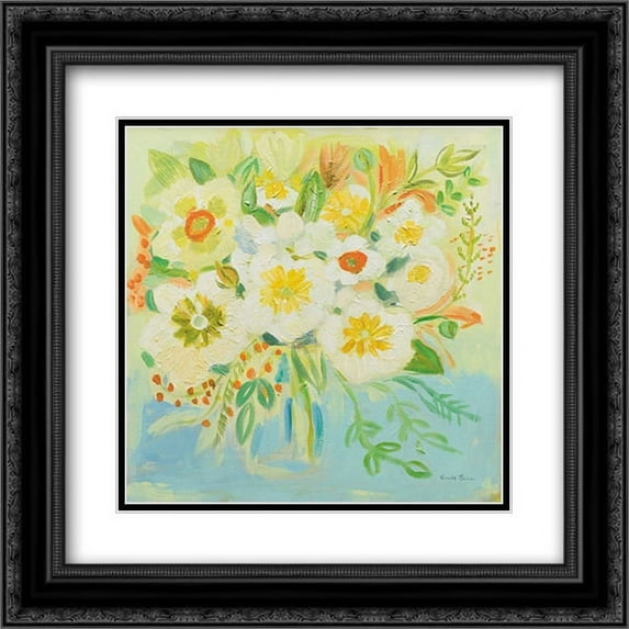 Camillia 2x Matted 20x20 Black Ornate Framed Art Print by Zaman, Farida