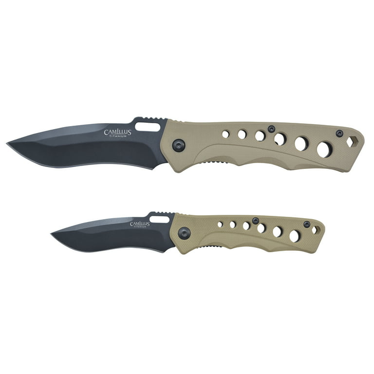Camillus 6 and 7.25” Folding EDC Pocket Knife Set, Titanium