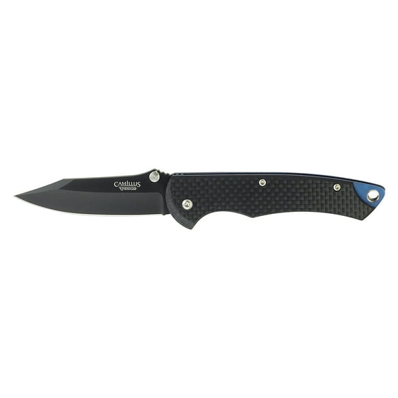 Camillus, 7.25" Carbonitride Titanium Folding Pocket Clip Knife, 1.33" Drop-Point Blade, Black