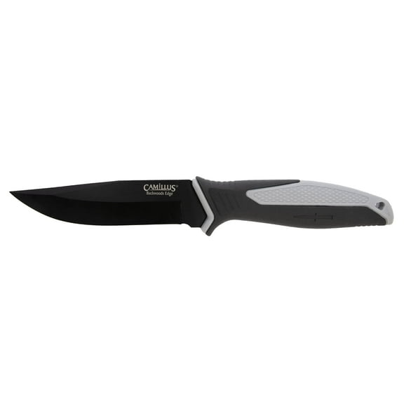 Camillus Backwoods Edge Fixed Blade Knife 3.5" Drop Point 3Cr13 Black Blade Injection Molded Nylon Handle Black