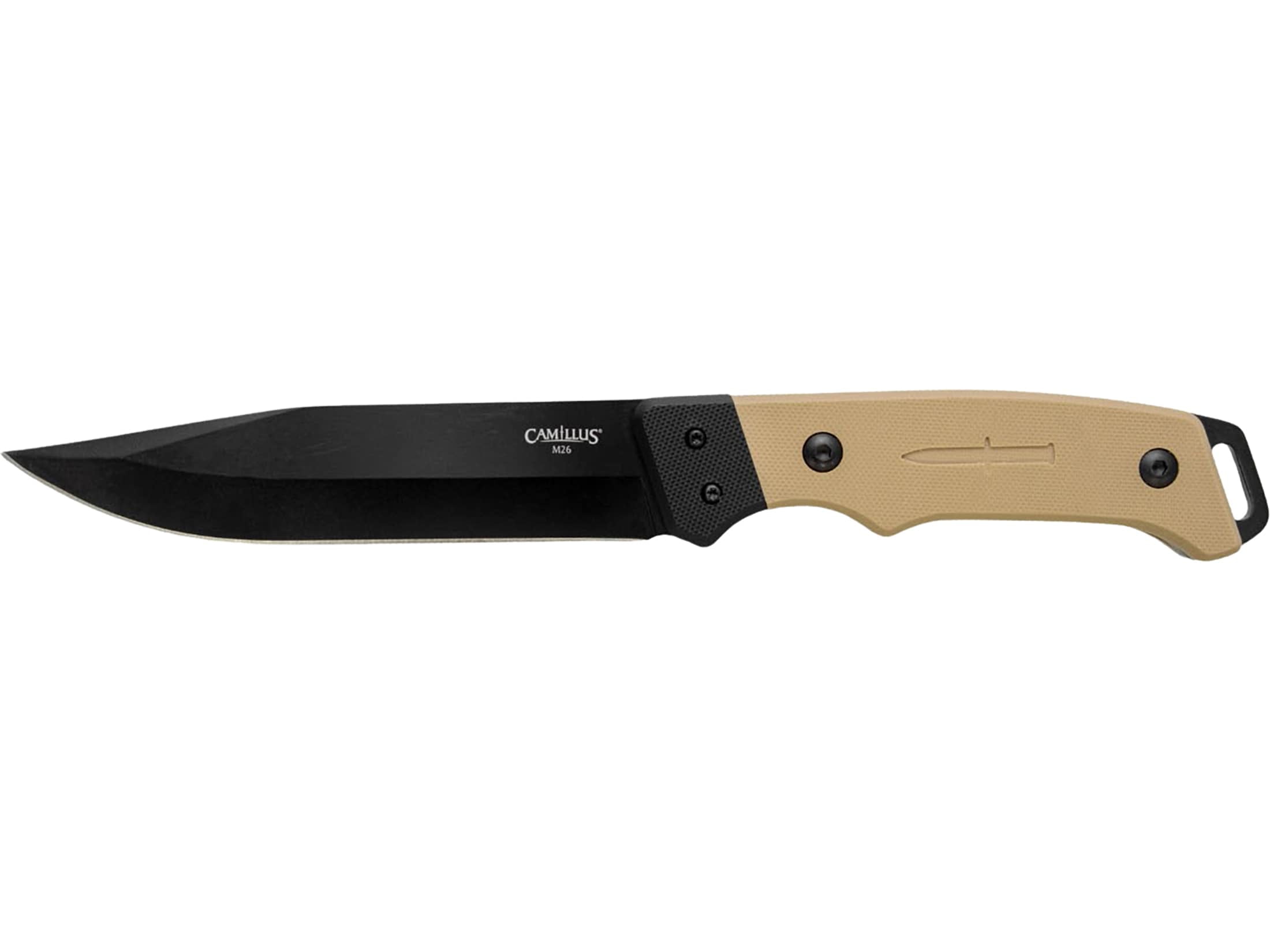 Camillus M26 Fixed Blade Knife 5" Drop Point 3Cr13 Black Blade G-10 Handle Faded Dark Earth (FDE)
