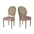 thumbnail image 1 of GDF Studio Touro French Country Fabric Upholstered Wood and Rattan Dining Chairs, Set of 2, Light Blush and Natural, 1 of 7