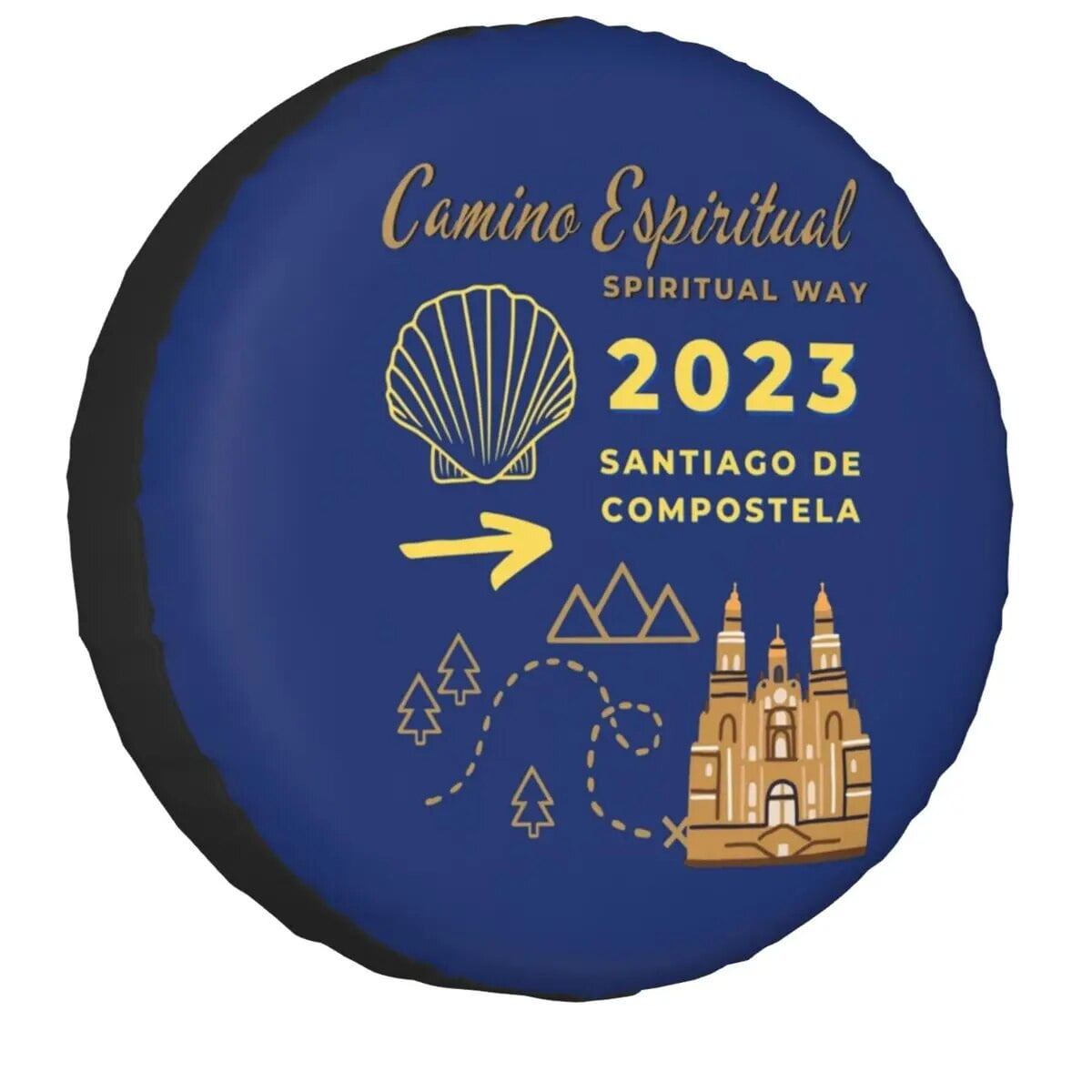 Camino De Santiago Spare Tire Cover for 4WD 4x4 Scallop Shell Pilgrim Walk Car Wheel Protector