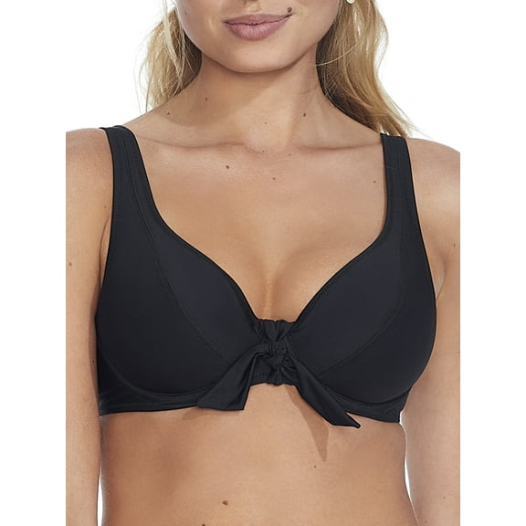 Camio Mio BLACK Plunge Bikini Swim Top, US 38D, UK 38D