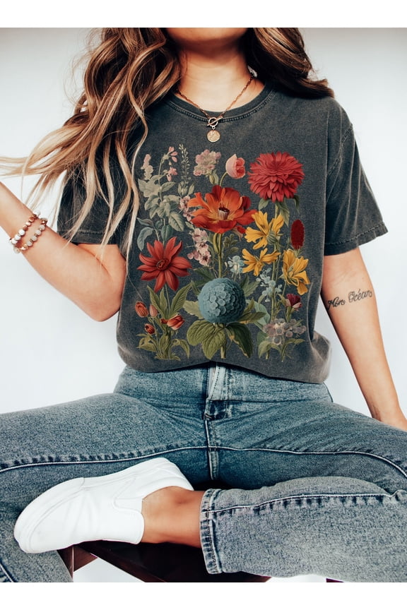Camisa Boho Wildflowers Cottagecore Regalo para ella Camisa Camisa Whimsigoth Camisas con