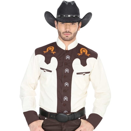 Camisa Charra de Hombre El General Boton Hueso Herradura diseno. Men's Western Shirt