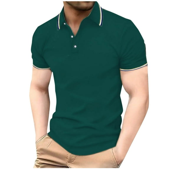 Camisas Para Hombre Men's T Shirts Pack Business Casual Tees for Men Solid Color Summer Tops Button Lapel Pullover Mens Short Sleeve Shirt