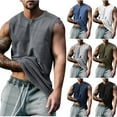 thumbnail image 1 of Camisas Para Hombres Compression Shirt Men Men's Solid Color Elasticity Casual Fitness Sport Permeability Round Neck Tank Tops Navy Xl, 1 of 4
