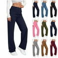 thumbnail image 1 of Camisas Para Hombres! QATAINLAV High Waisted Wide Leg Pant for Women Business Casual Dress Pants Solid Color Work Office Trousers with Pockets Coffee L, 1 of 6