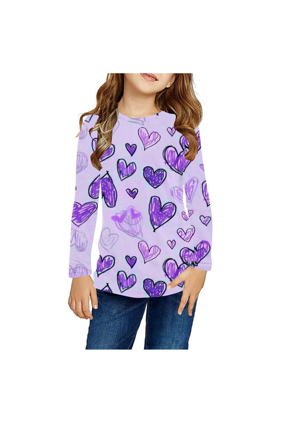 Camisas estampadas de manga larga para niñas, lindas blusas casuales elegantes con cuello redondo, ropa