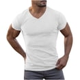 thumbnail image 1 of Camiseta De Hombre Men's White T Shirts Solid Color T-Shirt for Men Sports Training Tops Stretch Short Sleeve Tees V-Neck Top Men's Casual Summer Shirts, 1 of 8