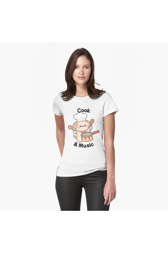 Camiseta entallada con la obra «Cook and Music Cute Puppy» de toni-aguilar22