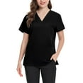 thumbnail image 1 of ​​Women's Cotton Nursing Scrub Top - Breathable Work Uniform Shirt Black S​​, 1 of 4