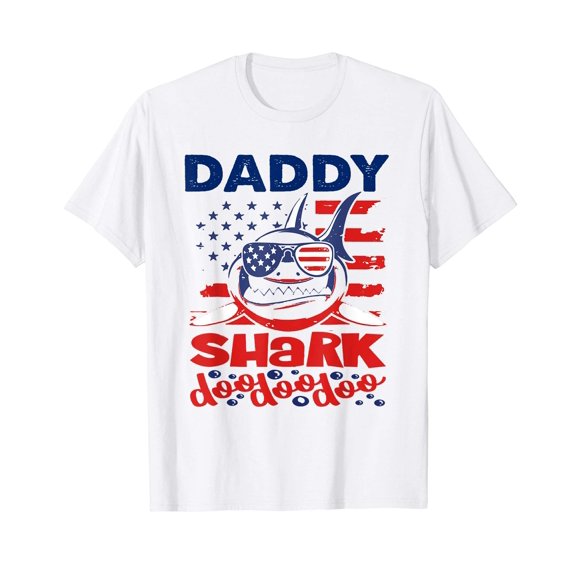 Camisetas con la bandera de Estados Unidos Daddy Shark Doo Doo Doo Camiseta 4 de julio XL