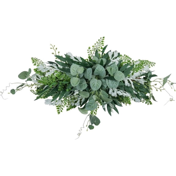 Camisin Greenery Swag Artificial Front Door Wreath Hanging Eucalyptus Leaves Garland for Home Window Wall Wedding Arch Decor, Green
