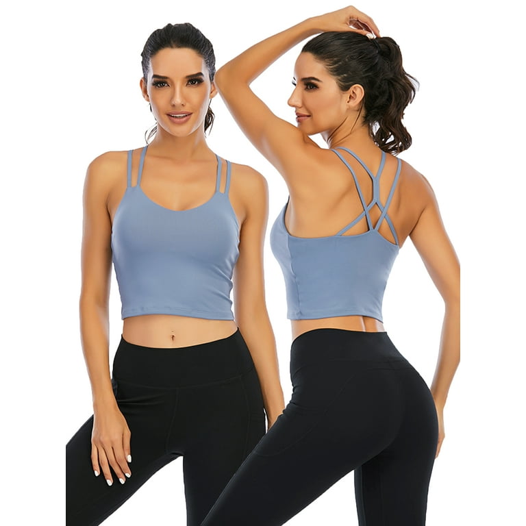 Camisole Bras Padded Sports Bra Longline Bras for Women Yoga Tank Fitness  Camisole Tops With Built-In Bra 