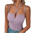thumbnail image 1 of Camisole For Womens Adjustable Shoulder Straps Tank Tops Workout Cropped Ribbed Summer Camisole Sleeveless Tops Trendy Queen Purple XXL, 1 of 7
