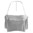 thumbnail image 1 of Camisole Ladies Top Suspend Glitter Crop Tops Sequined Sequins Short Aluminum Sheet Women's, 1 of 6