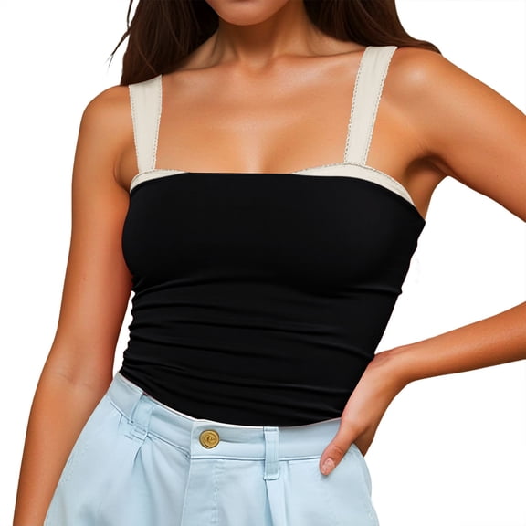 Camisole Tank Tops for Women Plaid Crop Square Neck Lace Trim Gingham Spaghetti Strap Shirt Corset Trendy Sleeveless Summer Tops Clothes Outfits 2025