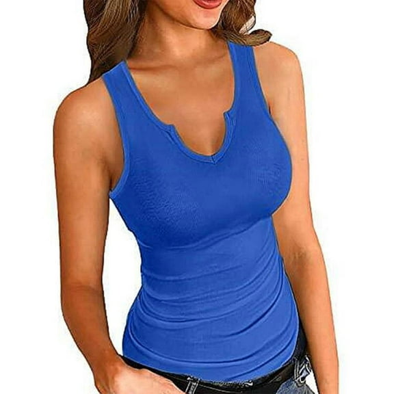 Camisole Tank Tops for Women Ribbed V V Neck Solid Color Summer Y2K Going Out Basic Cami Shirt