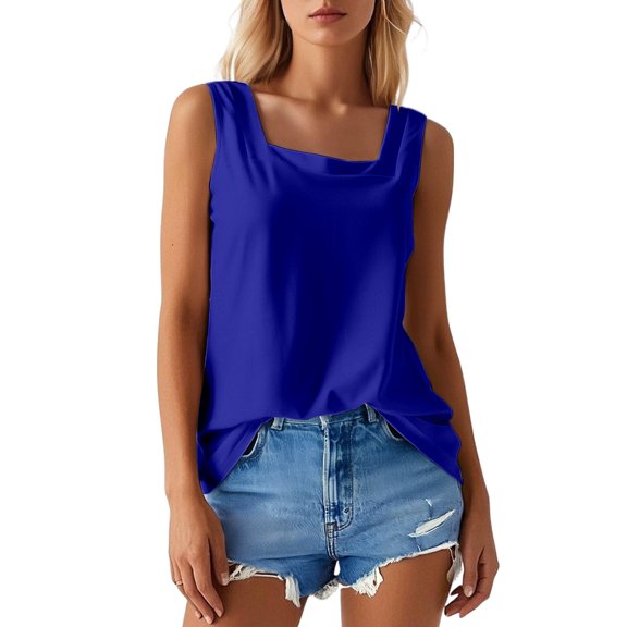Camisole Tank Tops for Women Square Neck Vest Solid Color Summer Y2K Going Out Basic Cami Shirt