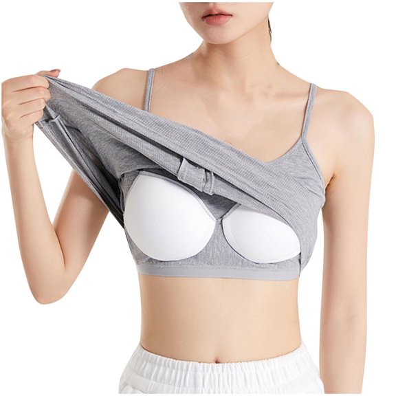 Camisole Tank with Built in Bra Ribbed Tops for Women Button Square Neck Going Out Spaghetti Strap Cami Undershirt