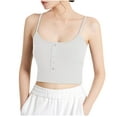 thumbnail image 1 of Camisole Tank with Built in Bra Ribbed Tops for Women Button Square Neck Going Out Spaghetti Strap Cami Undershirt, 1 of 6