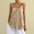 thumbnail image 1 of Camisole Top for Women Oversized Crewneck Cotton Linen Spaghetti Strap Tank Top Summer Solid Plus Size Loose Beach Vacation Camis Tank, 1 of 8